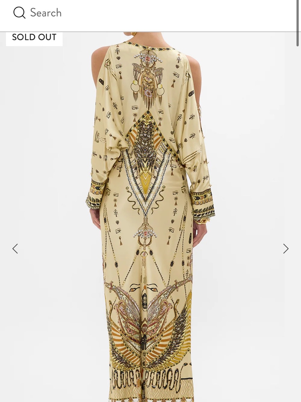 Camilla Cream and Gold Printed Cold-Shoulder Maxi Dress - Picture 2 of 3